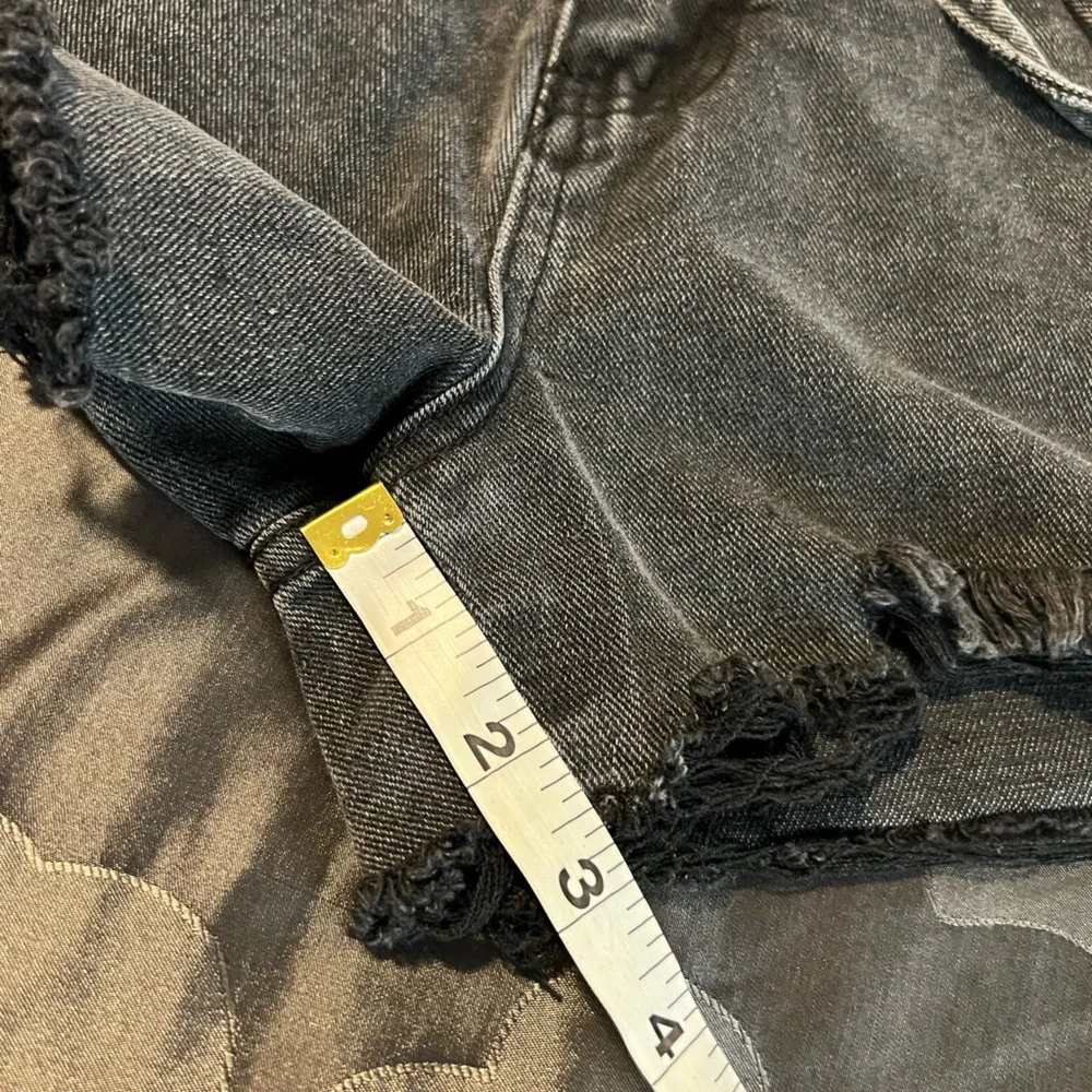 Denim Blvd Los Angeles Women’s Faded Black Denim High Waist Shorts Tie Belt SM